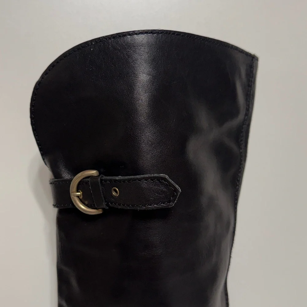 Sergio Rossi Knee High Tall Boots with Side Buckle Detail